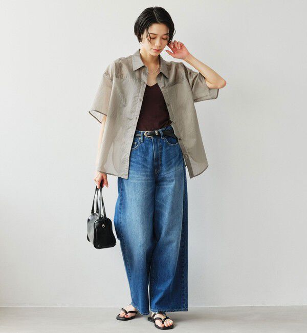 UNITED ARROWS green label relaxing「［size SHORTあり］リボンハイウエストシャツ」|シャツ・ブラウス|