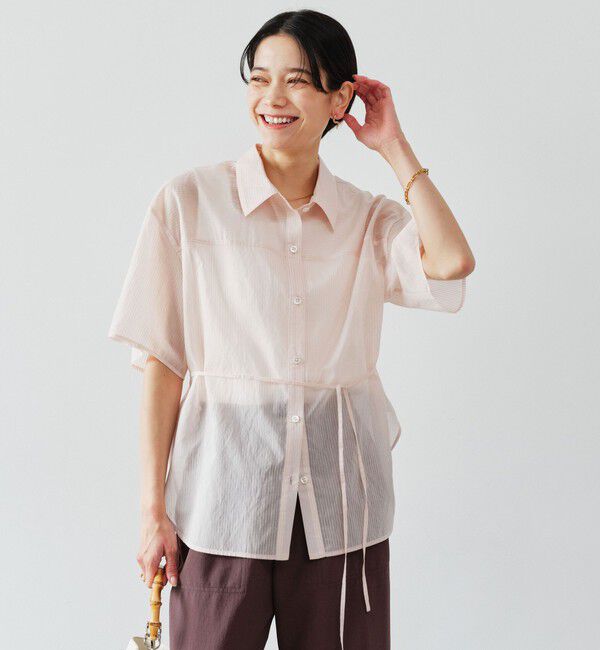 UNITED ARROWS green label relaxing「［size SHORTあり］リボンハイウエストシャツ」|シャツ・ブラウス|