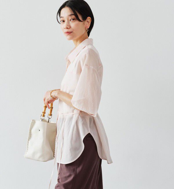 UNITED ARROWS green label relaxing「［size SHORTあり］リボンハイウエストシャツ」|シャツ・ブラウス|