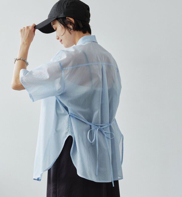 UNITED ARROWS green label relaxing「［size SHORTあり］リボンハイウエストシャツ」|シャツ・ブラウス|LT.BLUE