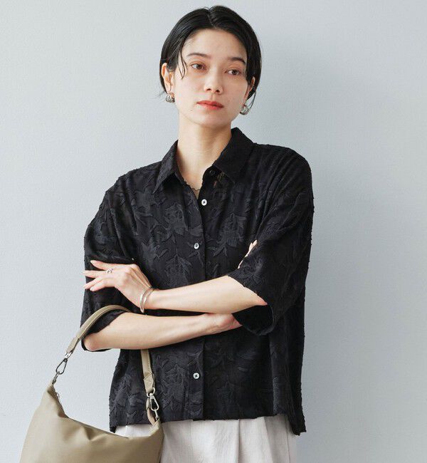 UNITED ARROWS green label relaxing「カット ジャガード ショートスリーブ シャツ」|シャツ・ブラウス|