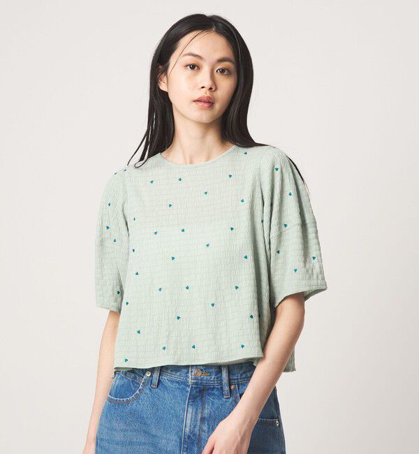 EMMEL REFINES「＜EMMEL REFINES＞EM ハートシシュウ コクーンスリーブ Tブラウス」|シャツ・ブラウス|LIME