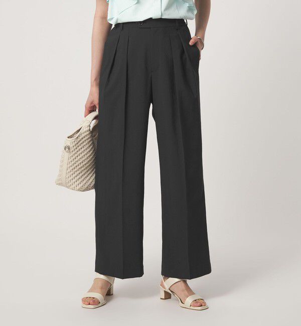 UNITED ARROWS green label relaxing「［size SHORT/TALLあり］2タック ワイド パンツ UVカット 接触冷感 吸水速乾」|その他|BLACK