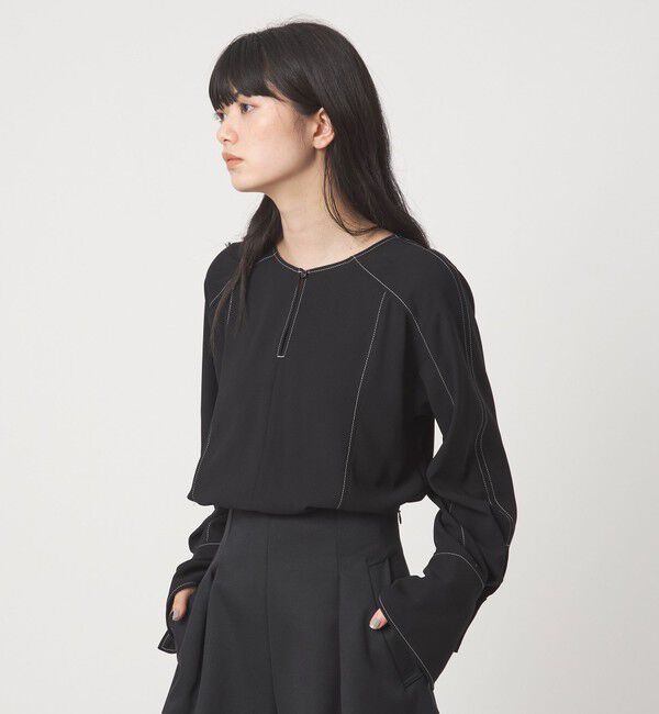 EMMEL REFINES「＜EMMEL REFINES＞EM ハイショク ステッチ 2WAY ブラウス」|シャツ・ブラウス|BLACK