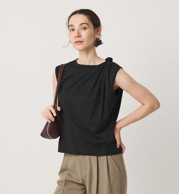 BEAUTY&YOUTH UNITED ARROWS「コットン ツイスト フレンチスリーブ カットソー」|Tシャツ・カットソー|BLACK
