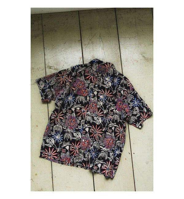 BEAMS PLUS「Open Collar Block Print ②」|シャツ・ブラウス|