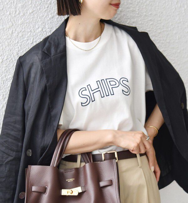 SHIPS for women「【累計販売数9万枚突破!!】【WEB限定】 SHIPS ラウンド プリント ロゴ TEE」|Tシャツ・カットソー|ライトホワイト