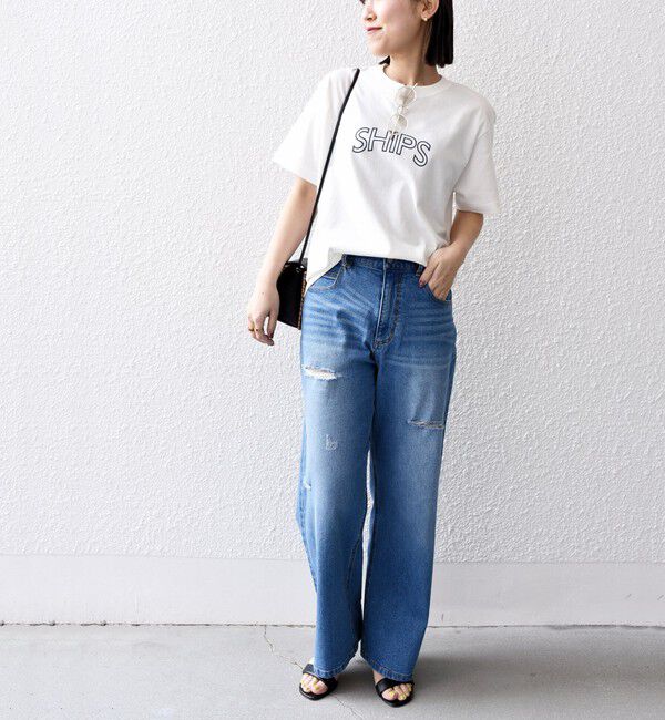 SHIPS for women「【累計販売数9万枚突破!!】【WEB限定】 SHIPS ラウンド プリント ロゴ TEE」|Tシャツ・カットソー|