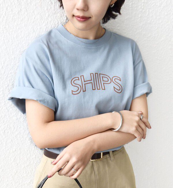 SHIPS for women「【累計販売数9万枚突破!!】【WEB限定】 SHIPS ラウンド プリント ロゴ TEE」|Tシャツ・カットソー|ブルー系
