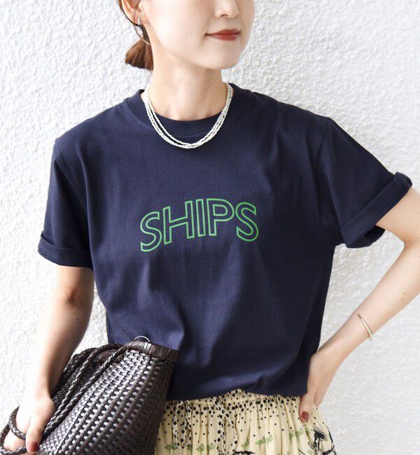 SHIPS for women「【累計販売数9万枚突破!!】【WEB限定】 SHIPS ラウンド プリント ロゴ TEE」|Tシャツ・カットソー|