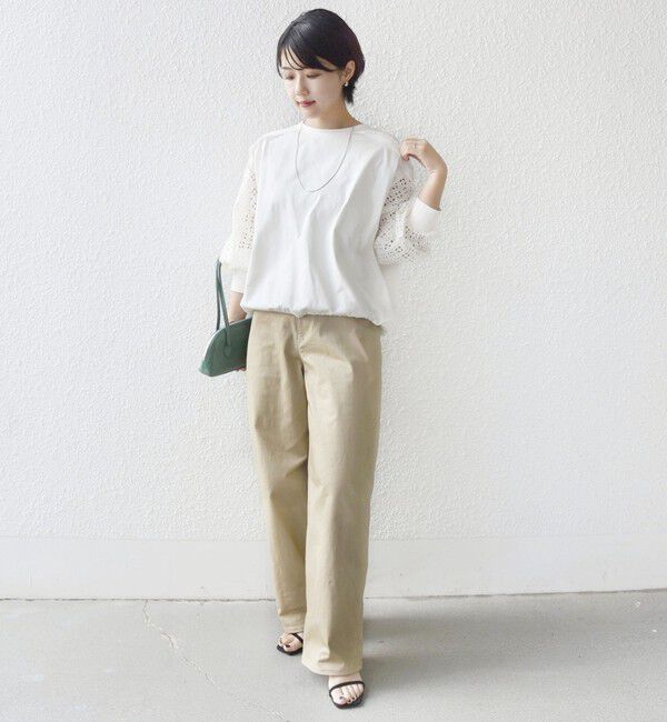 SHIPS for women「《追加予約》【WEB限定】〈手洗い可能〉レース コンビ カットソー」|Tシャツ・カットソー|