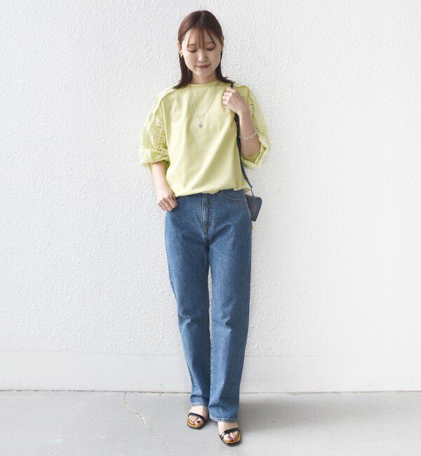 SHIPS for women「《追加予約》【WEB限定】〈手洗い可能〉レース コンビ カットソー」|Tシャツ・カットソー|