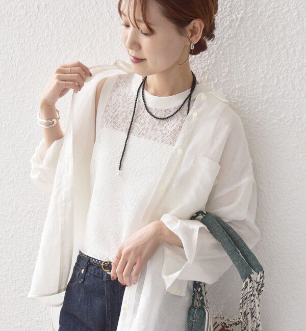 SHIPS for women「〈手洗い可能〉IMPERIAL LINEN 混 オーバー サイズ シャツ」|シャツ・ブラウス|オフホワイト