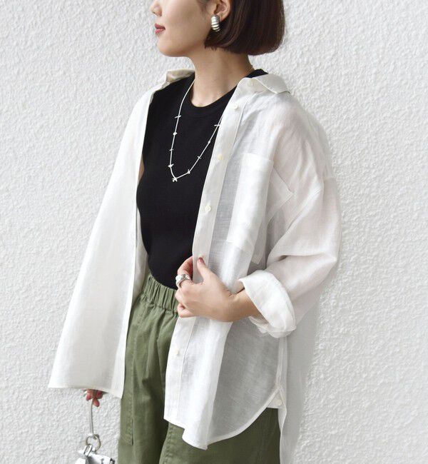 SHIPS for women「〈手洗い可能〉IMPERIAL LINEN 混 オーバー サイズ シャツ」|シャツ・ブラウス|