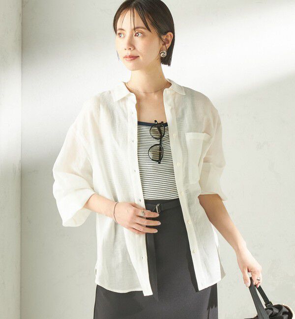SHIPS for women「〈手洗い可能〉IMPERIAL LINEN 混 オーバー サイズ シャツ」|シャツ・ブラウス|