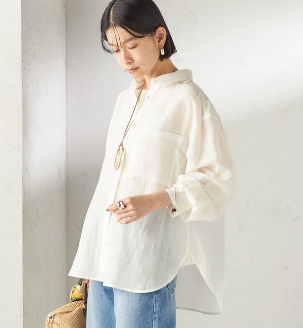 SHIPS for women「〈手洗い可能〉IMPERIAL LINEN 混 オーバー サイズ シャツ」|シャツ・ブラウス|