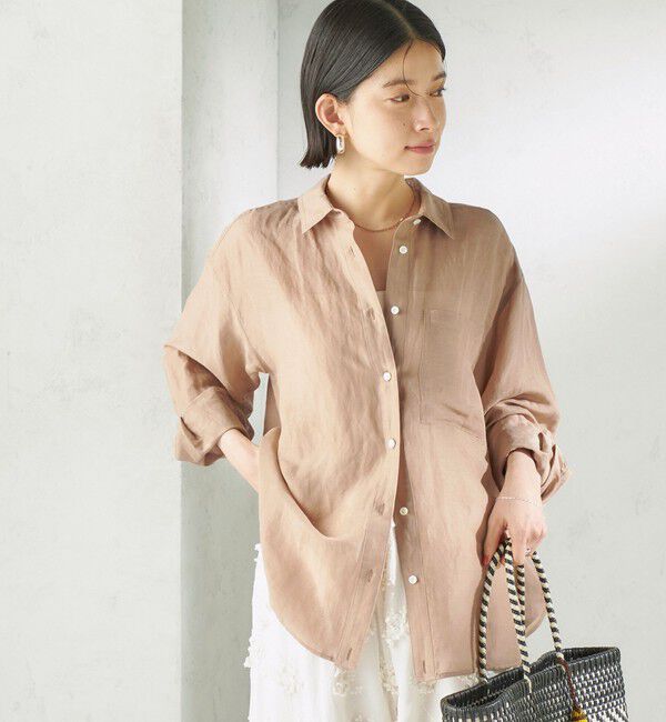 SHIPS for women「〈手洗い可能〉IMPERIAL LINEN 混 オーバー サイズ シャツ」|シャツ・ブラウス|