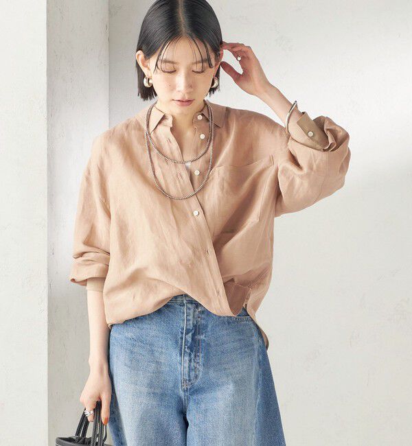 SHIPS for women「〈手洗い可能〉IMPERIAL LINEN 混 オーバー サイズ シャツ」|シャツ・ブラウス|