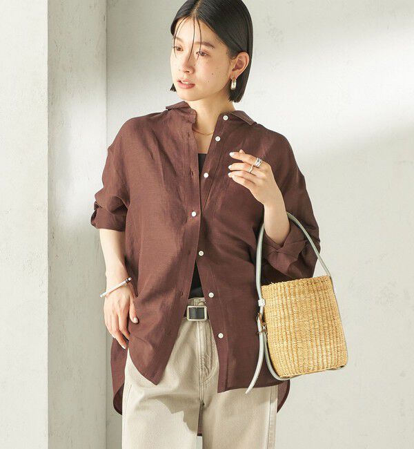 SHIPS for women「〈手洗い可能〉IMPERIAL LINEN 混 オーバー サイズ シャツ」|シャツ・ブラウス|