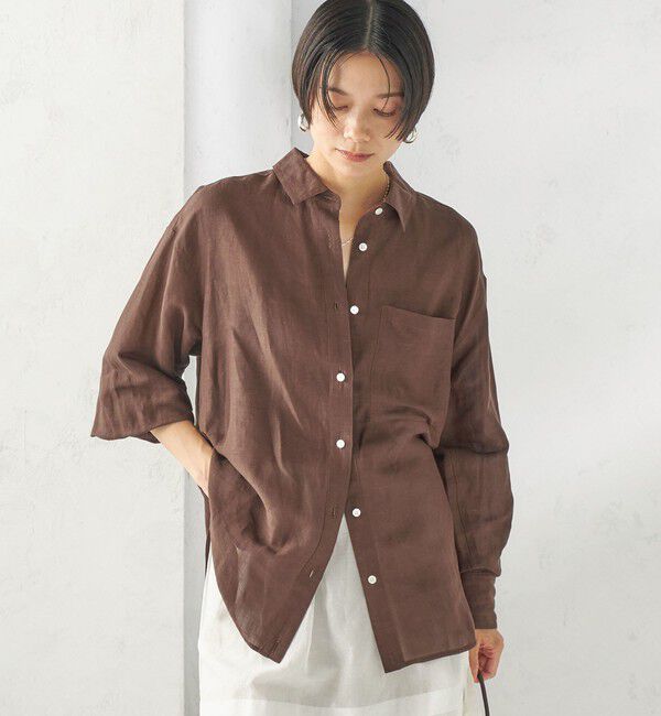 SHIPS for women「〈手洗い可能〉IMPERIAL LINEN 混 オーバー サイズ シャツ」|シャツ・ブラウス|