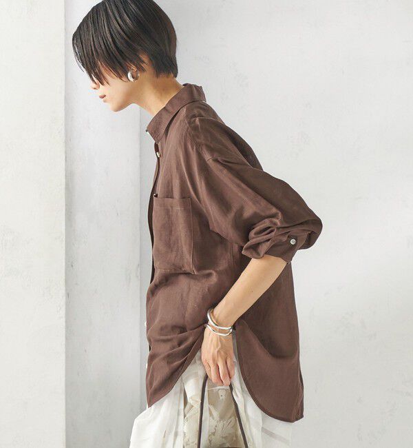 SHIPS for women「〈手洗い可能〉IMPERIAL LINEN 混 オーバー サイズ シャツ」|シャツ・ブラウス|