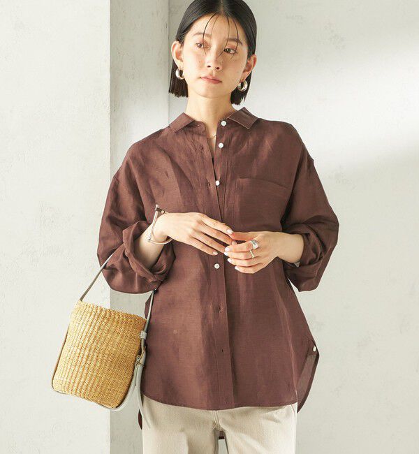 SHIPS for women「〈手洗い可能〉IMPERIAL LINEN 混 オーバー サイズ シャツ」|シャツ・ブラウス|