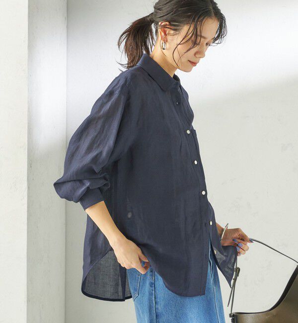 SHIPS for women「〈手洗い可能〉IMPERIAL LINEN 混 オーバー サイズ シャツ」|シャツ・ブラウス|