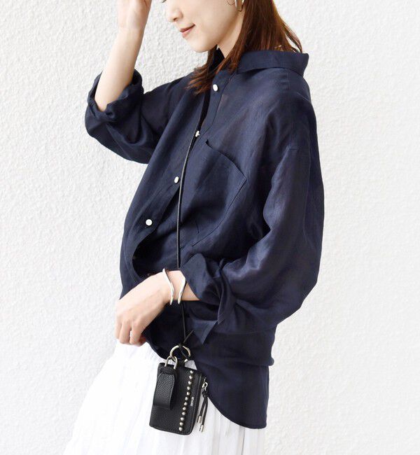 SHIPS for women「〈手洗い可能〉IMPERIAL LINEN 混 オーバー サイズ シャツ」|シャツ・ブラウス|