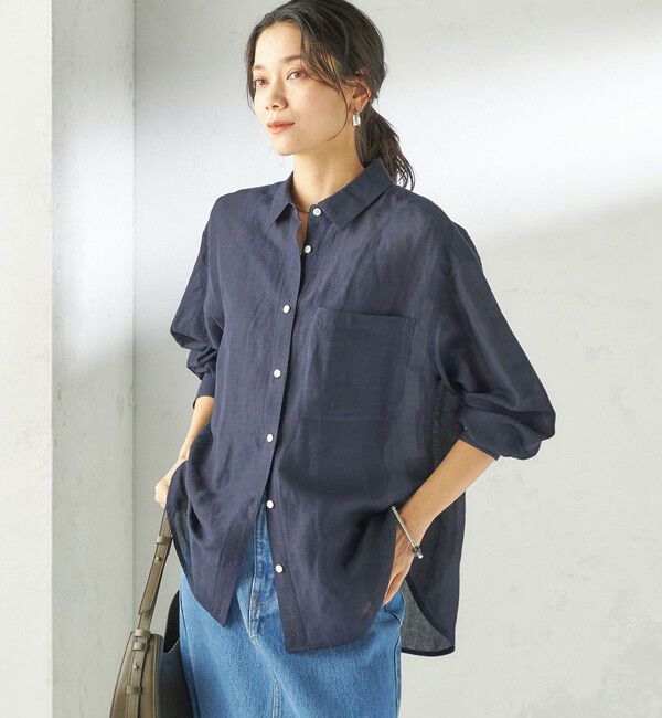 SHIPS for women「〈手洗い可能〉IMPERIAL LINEN 混 オーバー サイズ シャツ」|シャツ・ブラウス|