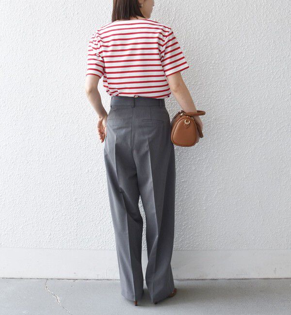 SHIPS any「SHIPS any:〈洗濯機可能〉マリンボーダー レースアップ ショートスリーブ TEE」|Tシャツ・カットソー|