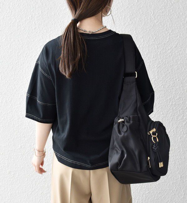 SHIPS any「SHIPS any:〈抗菌防臭/洗濯機可能〉USAコットン 配色 ステッチ ワイド TEE」|Tシャツ・カットソー|