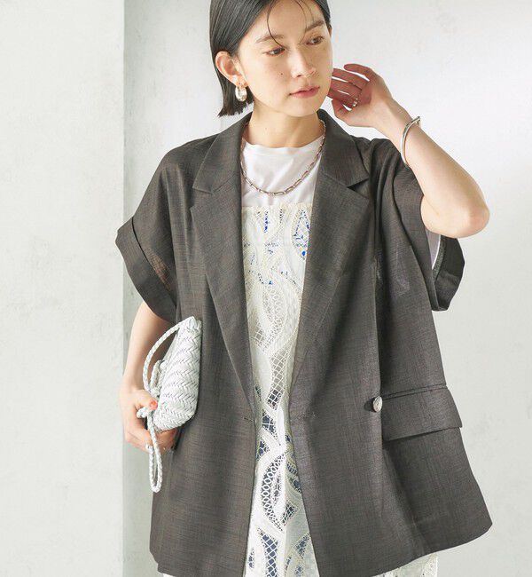 SHIPS for women「〈接触冷感/UVカット/吸水速乾/洗濯機可能〉SUUSUU フレンチ スリーブ  ジャケット」|テーラードジャケット|