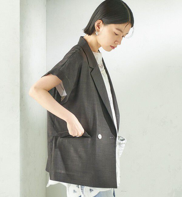 SHIPS for women「〈接触冷感/UVカット/吸水速乾/洗濯機可能〉SUUSUU フレンチ スリーブ  ジャケット」|テーラードジャケット|