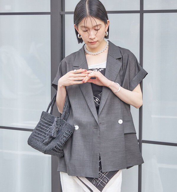 SHIPS for women「〈接触冷感/UVカット/吸水速乾/洗濯機可能〉SUUSUU フレンチ スリーブ  ジャケット」|テーラードジャケット|