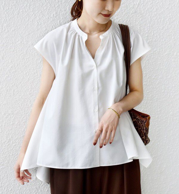 SHIPS for women「〈UVカット/吸水速乾/接触冷感/防シワ〉ハンカチーフ ヘムライン バック フレア ブラウス」|シャツ・ブラウス|
