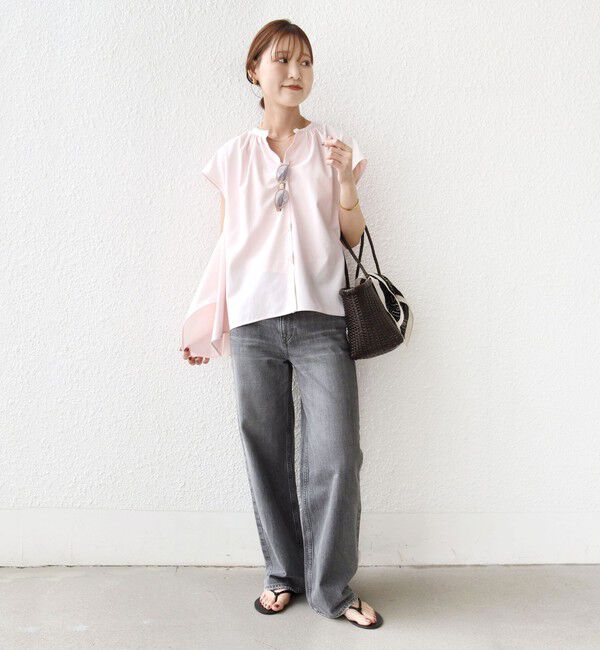 SHIPS for women「〈UVカット/吸水速乾/接触冷感/防シワ〉ハンカチーフ ヘムライン バック フレア ブラウス」|シャツ・ブラウス|