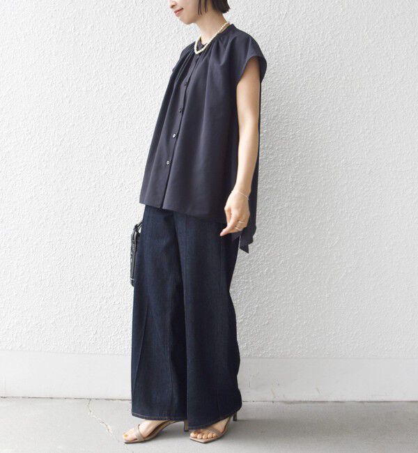 SHIPS for women「〈UVカット/吸水速乾/接触冷感/防シワ〉ハンカチーフ ヘムライン バック フレア ブラウス」|シャツ・ブラウス|