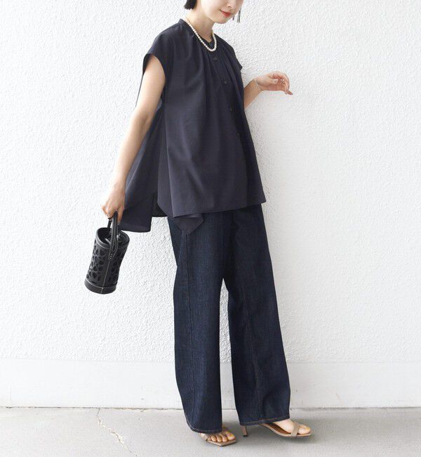 SHIPS for women「〈UVカット/吸水速乾/接触冷感/防シワ〉ハンカチーフ ヘムライン バック フレア ブラウス」|シャツ・ブラウス|