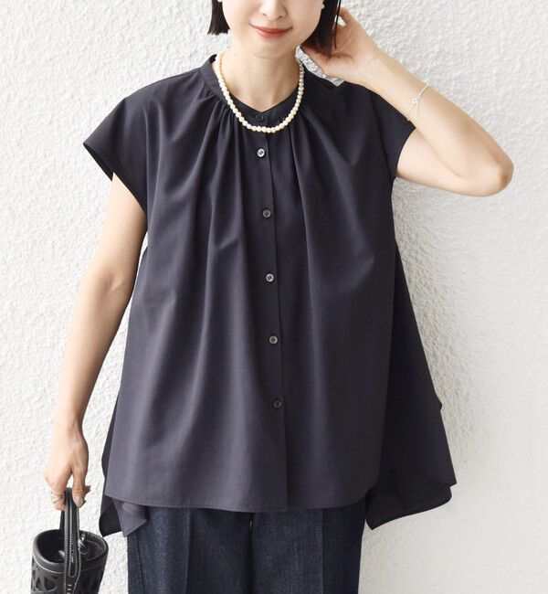 SHIPS for women「〈UVカット/吸水速乾/接触冷感/防シワ〉ハンカチーフ ヘムライン バック フレア ブラウス」|シャツ・ブラウス|