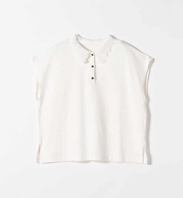 SHIPS any「《一部追加予約》SHIPS any:〈洗濯機可能〉レース カラー フレンチスリーブ ポロ プルオーバー」|Tシャツ・カットソー|