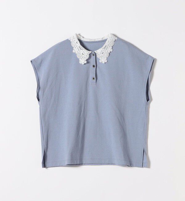 SHIPS any「《一部追加予約》SHIPS any:〈洗濯機可能〉レース カラー フレンチスリーブ ポロ プルオーバー」|Tシャツ・カットソー|