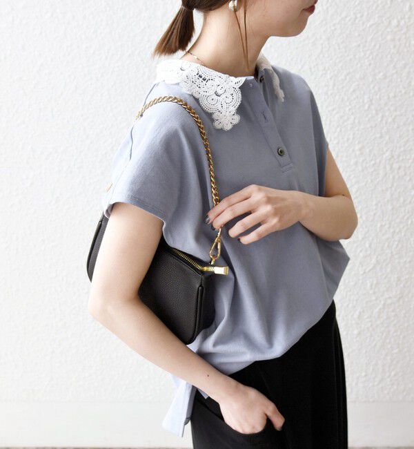 SHIPS any「《一部追加予約》SHIPS any:〈洗濯機可能〉レース カラー フレンチスリーブ ポロ プルオーバー」|Tシャツ・カットソー|