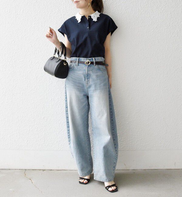 SHIPS any「《一部追加予約》SHIPS any:〈洗濯機可能〉レース カラー フレンチスリーブ ポロ プルオーバー」|Tシャツ・カットソー|