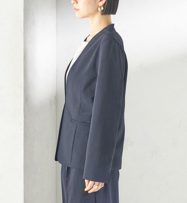 SHIPS for women「〈洗濯機可能/接触冷感/吸水速乾〉FUNCTION カラーレス ジャケット（セットアップ対応可）」|ノーカラージャケット|