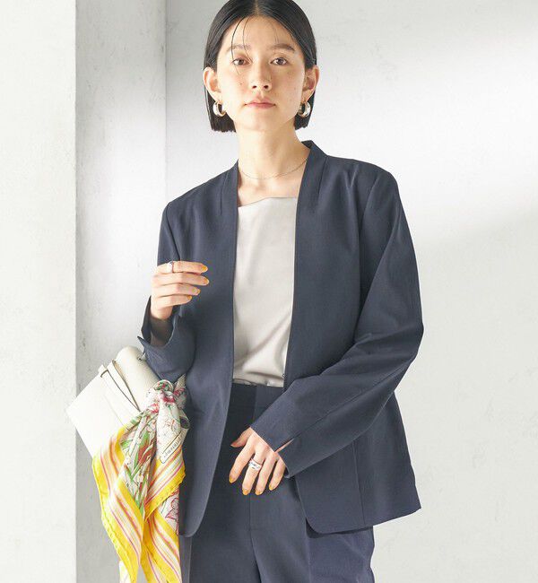 SHIPS for women「〈洗濯機可能/接触冷感/吸水速乾〉FUNCTION カラーレス ジャケット（セットアップ対応可）」|ノーカラージャケット|