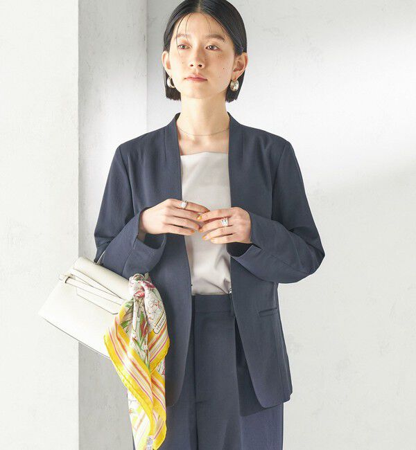 SHIPS for women「〈洗濯機可能/接触冷感/吸水速乾〉FUNCTION カラーレス ジャケット（セットアップ対応可）」|ノーカラージャケット|