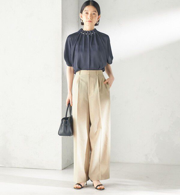 SHIPS for women「〈洗濯機可能/接触冷感/吸水速乾〉FUNCTION セミワイド パンツ（セットアップ対応可）」|スラックス|