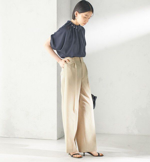 SHIPS for women「〈洗濯機可能/接触冷感/吸水速乾〉FUNCTION セミワイド パンツ（セットアップ対応可）」|スラックス|