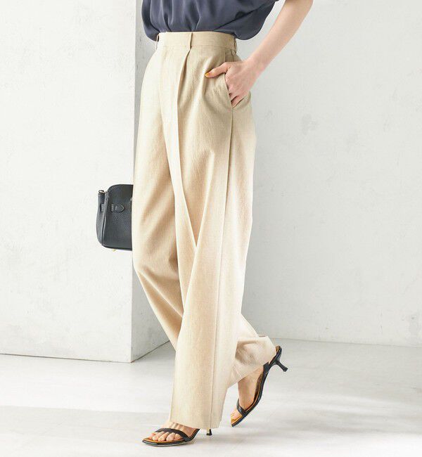 SHIPS for women「〈洗濯機可能/接触冷感/吸水速乾〉FUNCTION セミワイド パンツ（セットアップ対応可）」|スラックス|