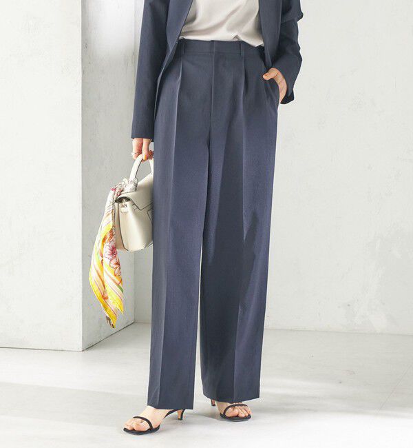 SHIPS for women「〈洗濯機可能/接触冷感/吸水速乾〉FUNCTION セミワイド パンツ（セットアップ対応可）」|スラックス|